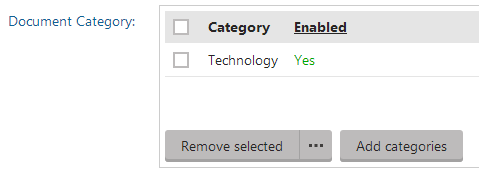 Assigning categories on the form tab