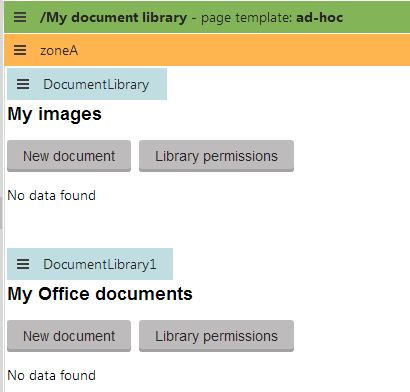 Adding the document library web parts on the Design tab