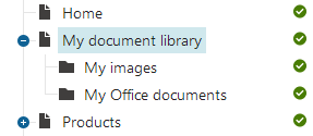 Page and folder documents in the content tree