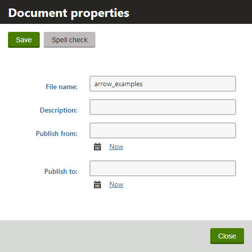 Configuring CMS File properties without the File selection field shown