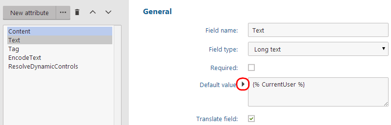 Adding macros into default form field values