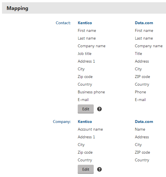 Configuring the Data.com integration field mapping