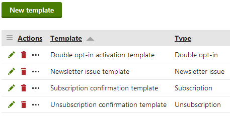 Managing newsletter templates