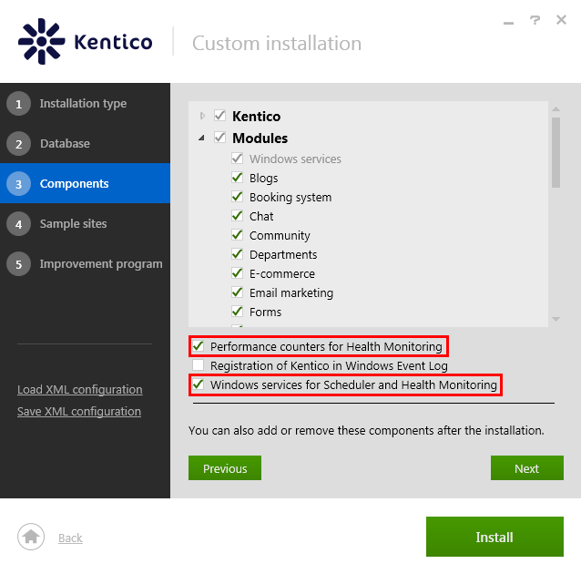 Installing Kentico with performance counters