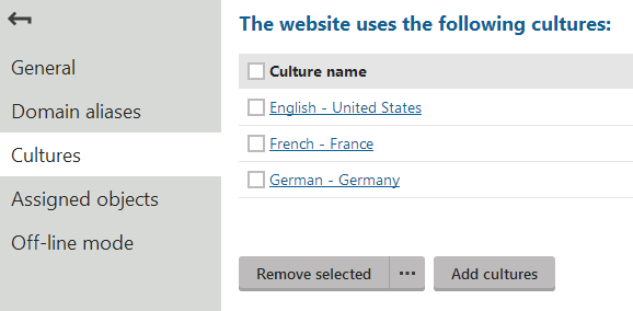 Assigning cultures to a website