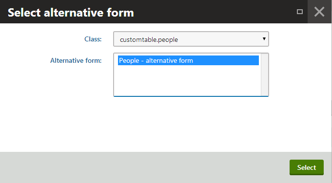 Selecting an alternative form