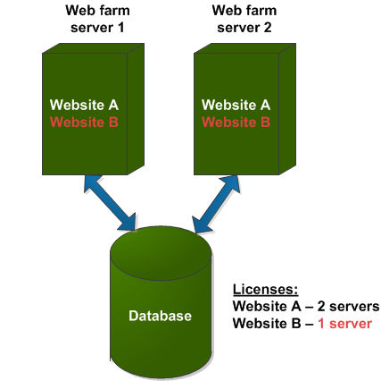 Website licensing when using web farms