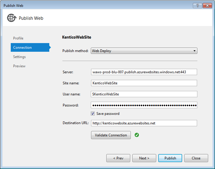 Deploying a web project from Visual Studio
