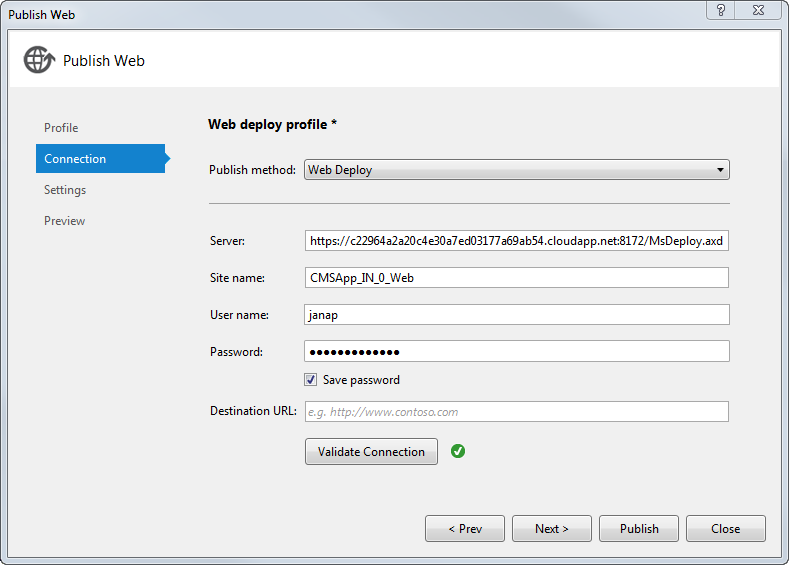 Configuring Web Deploy for Azure projects