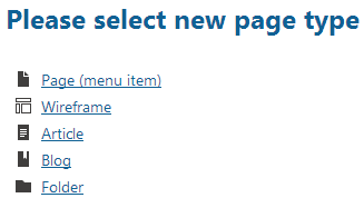 Selecting the type of a new page