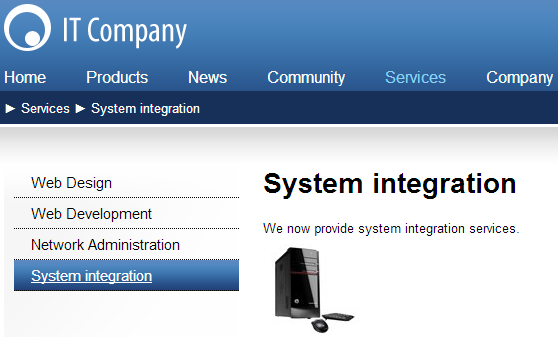 Previewing the System integration page with an image