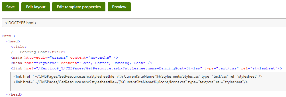 Linking stylesheets stored on the file system in the page