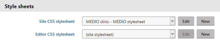 Selecting the Site CSS stylesheet