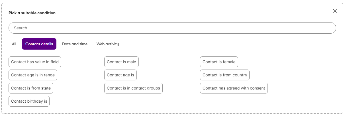 Conditions for building contact groups