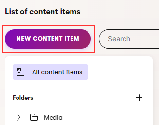 Creating a new content item