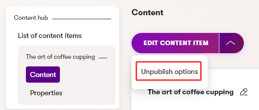 Unpublish a content item