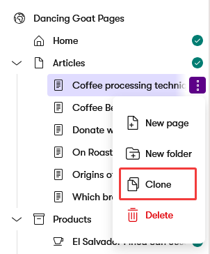 Clone page